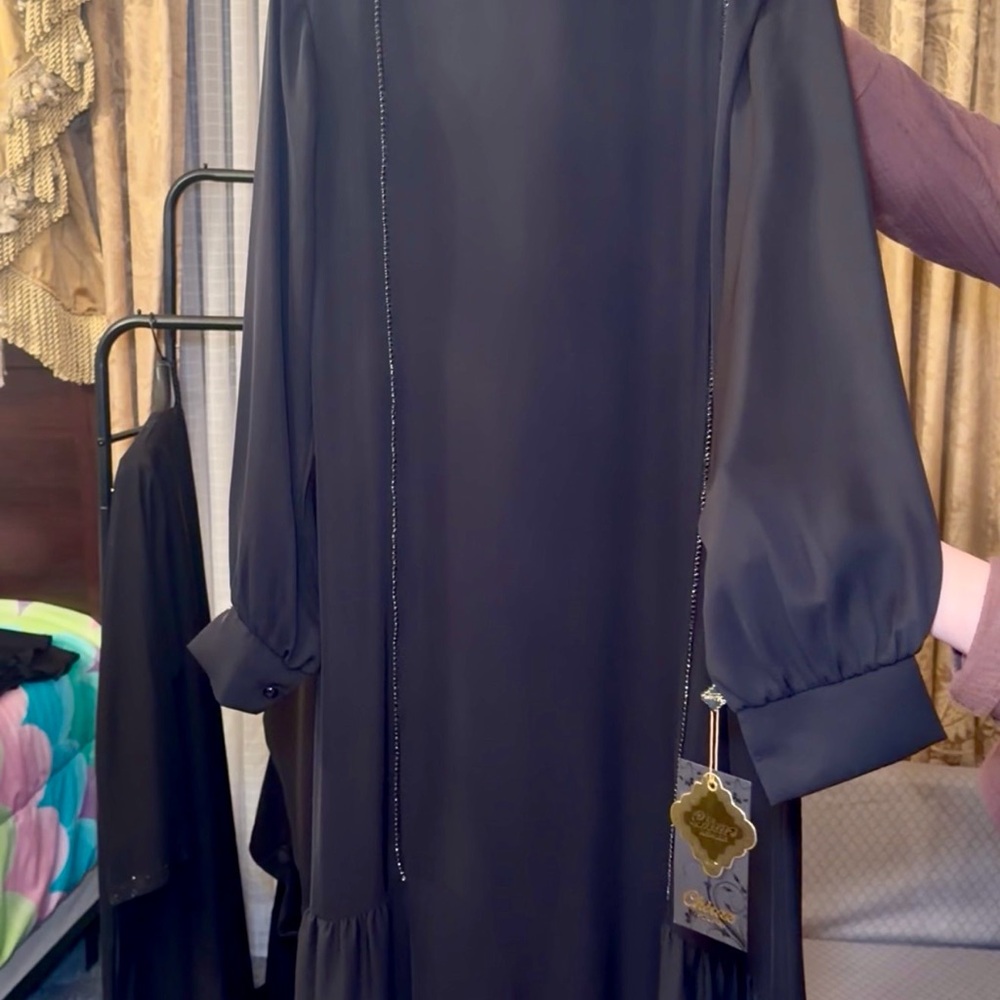 Sophisticated Black Long Sleeve Kaftan